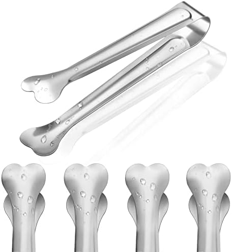 Dmoera 18 Pack Premium Small Serving Tongs, Mini Stainless Steel Appetizer Tongs 4.33Inch Silver