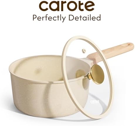CAROTE Ceramic Nonstick 1.5Qt & 2.5Qt Sauce Pan Sets with Lid