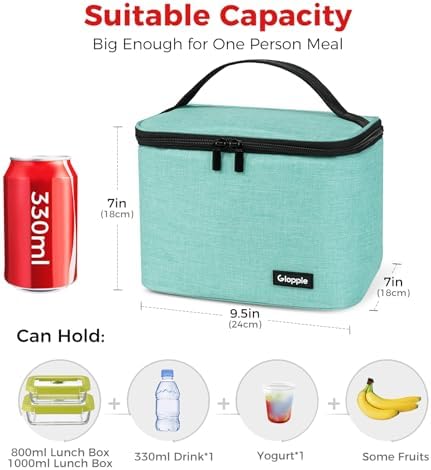 Gloppie Lunch Bag, Insulated Lunch Box for Adults & Kids, Green-M