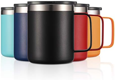 12 oz Insulated Travel Coffee Mug with Handle, Black