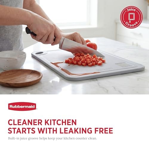 Rubbermaid Stainless Steel Cutting Board, Dishwasher Safe Double Sided Cutting Boards for Kitchen | BPA Free Non Toxic Chopping Board for Meat, Veggies & Fruits | Wheat Fiber & Steel Cutting Board