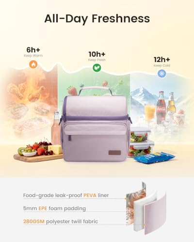 LOVEVOOK Lunch Bag for Men Women, Insulated Lunch Box, Large Cooler Lunbox