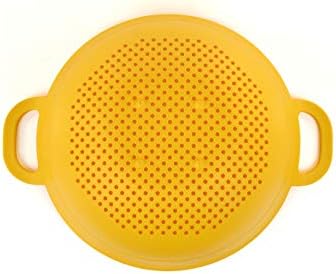 Mintra Home Plastic Strainer Colanders Set: 3, 3.5 and 5 Quart (Yellow) Double Strong Handles and Deep Bowl, Safe BPA-Free - Use for Pasta, Noodles, Spaghetti, Vegetables (Assorted Sizes 3pk)