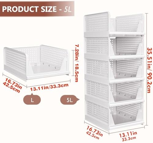 CTSNSLH 5 Pack Closet Organizers Stackable Storage Box