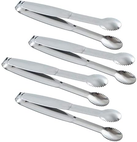 MSY BIGSUNNY 6" Premium Stainless Steel Sugar Cube Tongs Ice Tongs, Mini Serving Tongs Appetizers Tongs - Set of 4 (Silver)