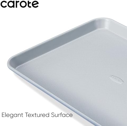 CAROTE 3-Piece Baking Sheet, Nonstick Cookie Sheets, Blue & Grey