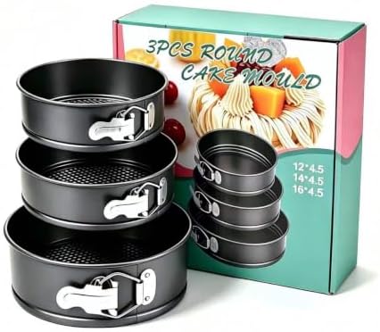 Springform Pan, Nonstick Cake Pan, Round cheesecake pan with leak-proof non-stick bottom removable bakeware.Cheesecakes, Pizzas and Quiches. (4+5+6 Inches)