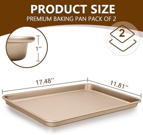 Wildone Baking Sheet Pan Set of 2, Honeycomb Embossed Nonstick Cookie Sheet
