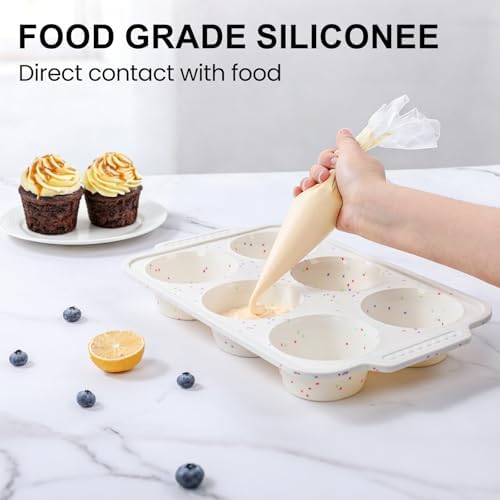 Vinino Silicone Jumbo Muffin Pan with Reinforced Frame for Oven, BPA-Free