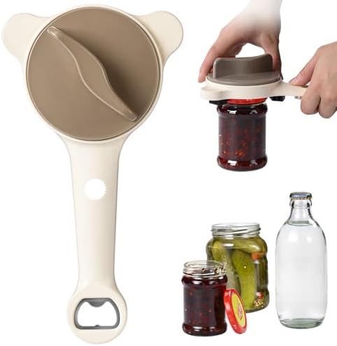 4-in-1 Jar Opener for Seniors & Arthritis Sufferers – Adjustable Stainless Steel Lid Remover & Can Opener for Weak Hands, Fits All Jars and Bottles, Kitchen Must-Have.