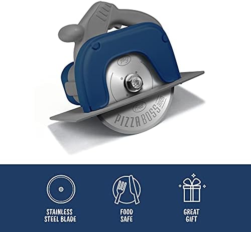 Genuine Fred PIZZA BOSS 3000, Circular Saw Stainless Steel Pizza Wheel, Great Gift for Guys and Pizza Lovers, Easy to Clean with Removable Shield - White Elephant Gift - Fun Kitchen Gadget