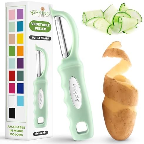 Spring Chef Swivel Vegetable Peeler with Ergonomic Handle, Pistachio