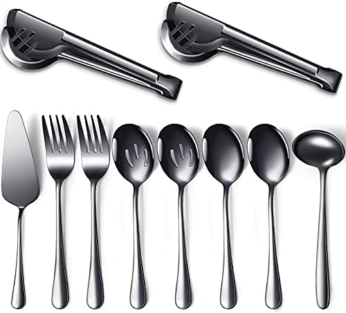 Patelai Serving Utensils Set, Black, 10 Pieces