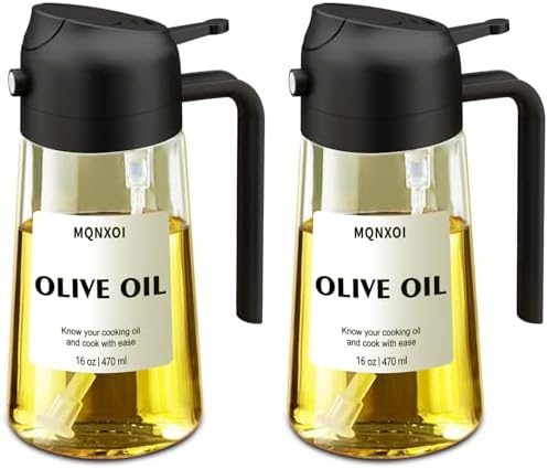 Olive Oil Sprayer for Cooking, 16oz Glass 2 in 1 Oil Dispenser Bottle