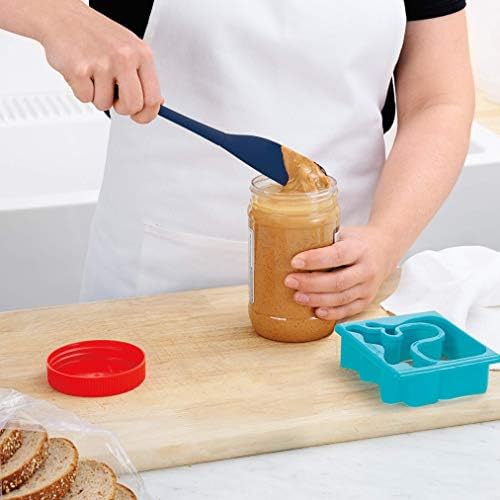 Tovolo Silicone Jar Spatula Long Handled Rubber Scraping Scooping Tool for Peanut Butter Jam Jelly Jars Blenders, Extra Long Flex Core Silicone Jar Scraper Dishwasher Safe BPA Free, Deep Indigo