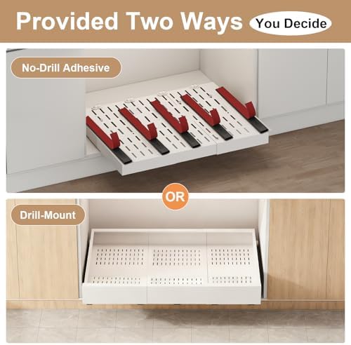 Fokyfok Pull Out Cabinet Organizer,23"-31"W,17"-24"D,Expandable,Adhesive