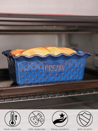 Ceramic Loaf Pan for Baking Bread, 9"X5" Bread Pans (Vintage Blue)