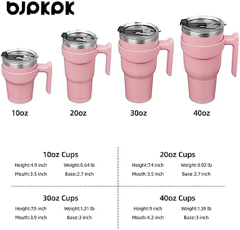 BJPKPK 40 oz Tumbler with Handle & Straw, Insulated Stainless Steel Mug