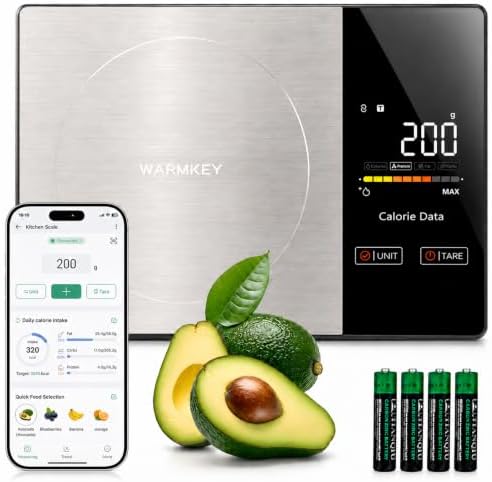Smart Nutrition Food Scale with App - 1g Precision Digital Kitchen Scale, Tracks Calories & 24 Nutrients, Macros, Fat & Protein for Keto, Fitness & Meal Prep, 11lb/5kg with Tare Function
