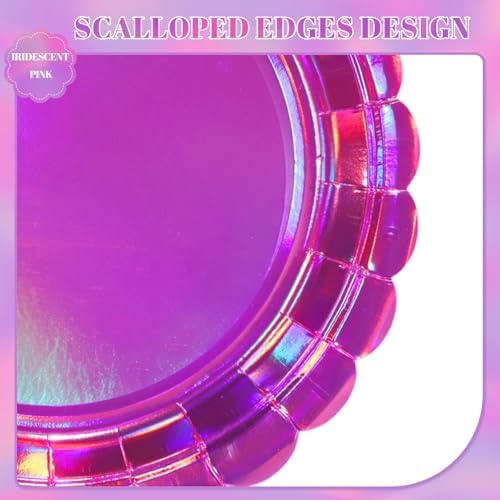 NatNarr 30 Pk Iridescent Pink Plates 7" Halloween Dessert Cake Plates