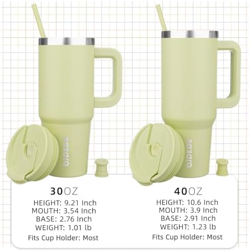BJPKPK 40 oz Insulated Tumbler with Handle & Straw, Stainless Steel