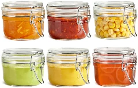 ComSaf Small Mason Glass Jars with Airtight Lids 4 oz 6 Pack Pantry
