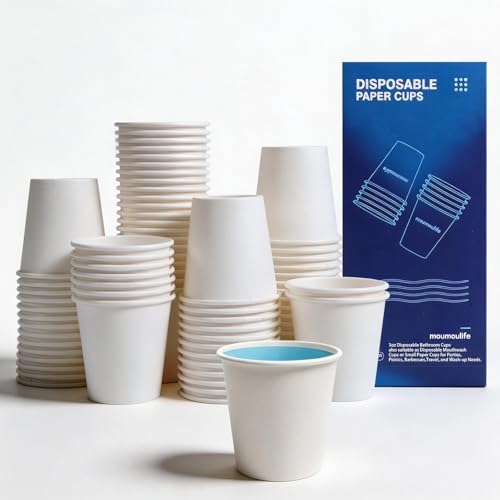 MOUMOULIFE Disposable Paper Coffee Cups 3 oz 300 Count, Bathroom Cups, White Mouthwash Cups, Leak-Proof Small Paper Cups For Mouthwash & Daily Use, Home & Travel