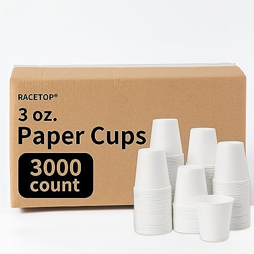 RACETOP 3000 Pack 3 oz Paper Cups for Bathroom, Disposable Mouthwash Cups, Small Paper Cups, for Parties, Picnics, Travel