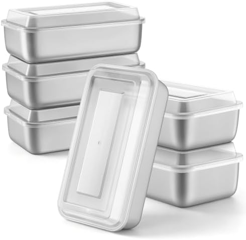 LIANYU 9 x 5 Inch Loaf Pan with Lid, Stainless Steel Bread Pan, Set of 6
