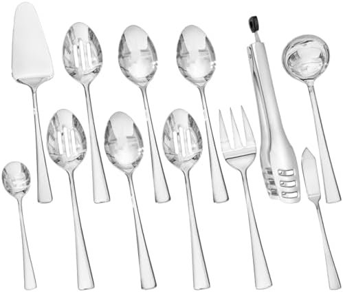 KINGSTONE 12 Piece 18/10 Serving Utensils Set, Stainless Steel Serving Set
