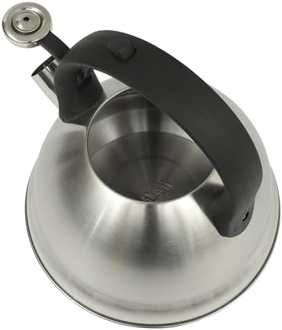 Mr. Coffee Armidale 2.5QT Whistling Tea Kettle, Large Brushed Stainless Steel Kettle for Stovetop, Durable Fast-Boil Tea Pot