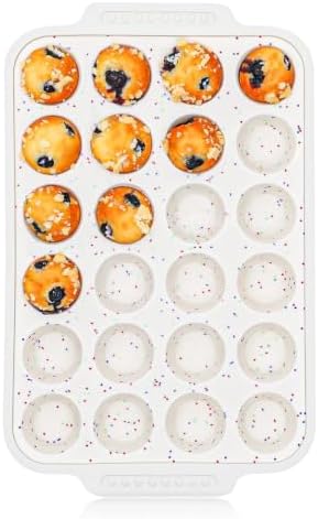 Vinino Silicone Mini Muffin Pan for Baking with Reinforced Frame, BPA Free
