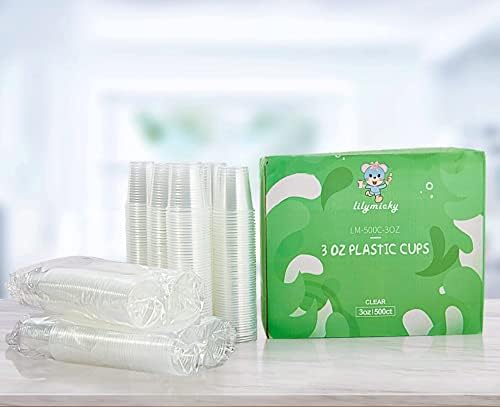 Lilymicky 500 Pack 3 oz Plastic Bathroom Cups, Clear Disposable Plastic Cup