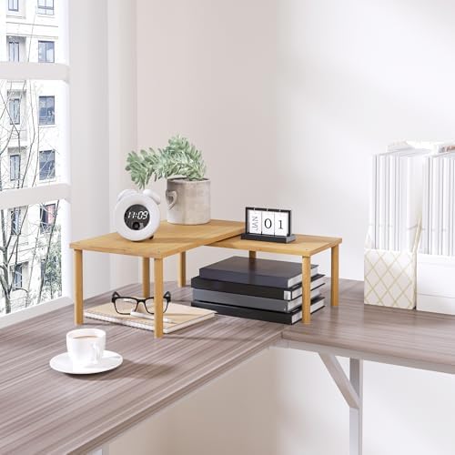 VERTORGAN 2 Pack Cabinet Organizer Shelf,Bamboo Countertop(Large,Natural)