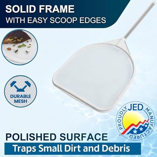 JED Pool Tools 40-376F Hand Skimmer Net for Hot Tubs and Above Ground Pools, Pool Cleaning Supplies, Made in USA (2 ft, White)