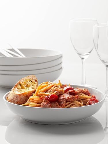Y YHY Pasta Bowls, 30oz Salad Bowls White Soup Bowls Large Pasta Serving Bowl Porcelain Pasta Plates Wide and Shallow Bowls Set of 6 Microwave Dishwasher Safe Valentines Day Gift (Pack of 2)
