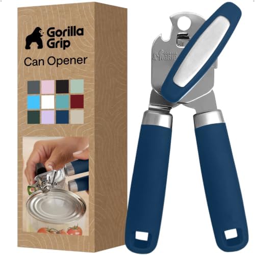 GORILLA GRIP Upgraded Model Stainless Steel Manual Can Opener, Blue
