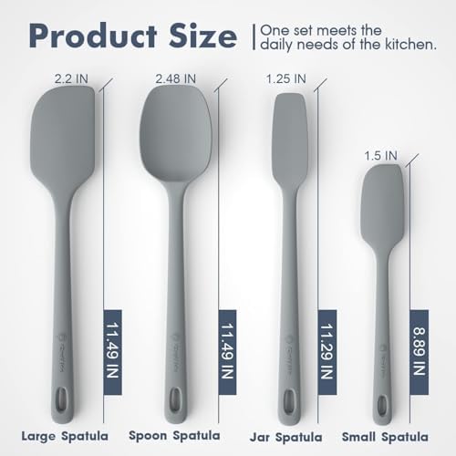 ChefAide 4 Pieces Silicone Spatulas Set, Heat Resistant Rubber Spatula