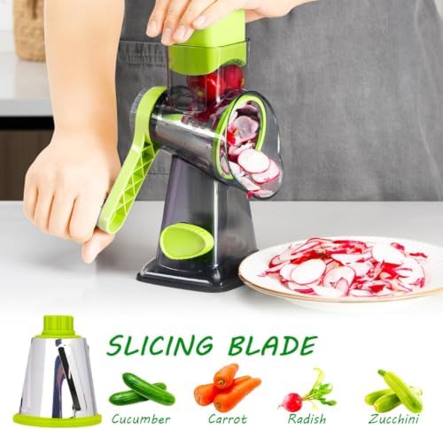 Cheese Grater with Handle,Multifunctional Rotary Cheese Grater