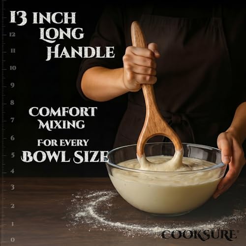 Danish Dough Whisk for Sourdough Bread – 13 Inch Bread Whisk with Wooden Handle – Smoothly Sturdy for Heavy Dough Baking, Swedish Dough Whisk Tool