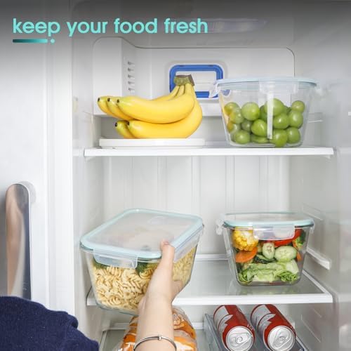 NUTRIUPS Glass Food Storage Container with Lid, 2.1L, 7.6×5in