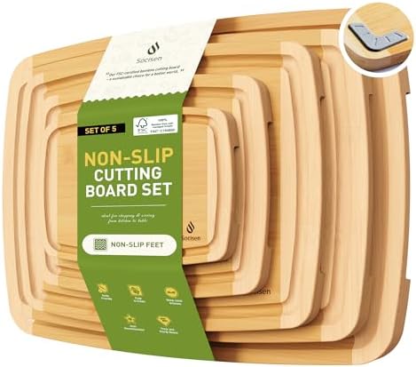Bamboo Cutting Board Set Non Slip Feet Over Sink Eating Grilling Biard Cutboard Biard Chtting Woodcutting Cuttingboards Voard Oard Bord Dishwasher Safe 12x18 11x14 Baords Baord Veg Utting Ultimate
