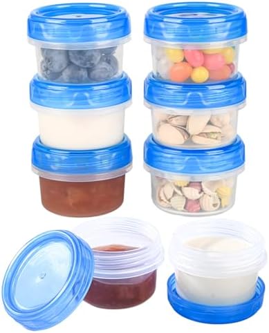 Salad Dressing Containers, [8 Pack*2 oz] Reusable Easy to Open Dressing, Condiment, Sauce, Dip Containers to Go With Leak-Proof Twist Top Lids, Bpa Free, Safe For Microwave, Freezer, Dishwasher
