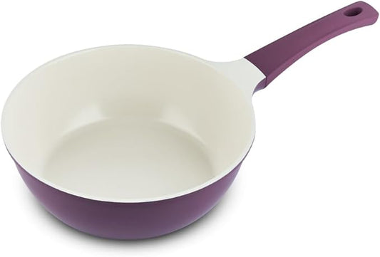 UPIT Non Stick Ceramic Wok Pan Skillet | Scratch-Resistant PFOA & PFOS Free Non Toxic Wok for Cooking | Compatible with Induction, Gas & Electric Stovetops (9.5 inch)