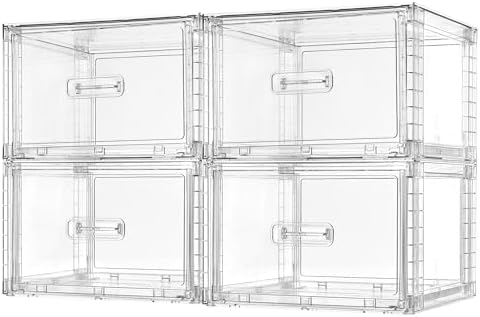 Vtopmart 4 Pack Clear Stackable Closet Storage Drawers 15QT, Medium