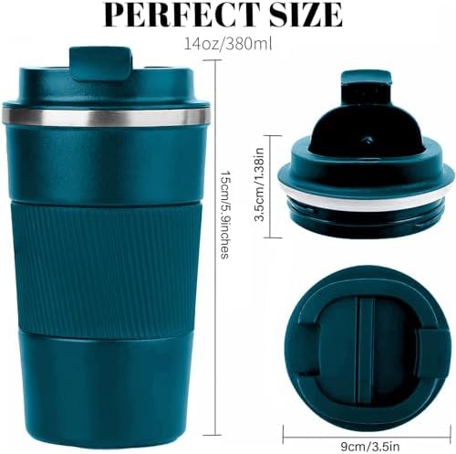 Insulated Travel Coffee Mug, Stainless Steel Coffee Cup with Leakproof Lid