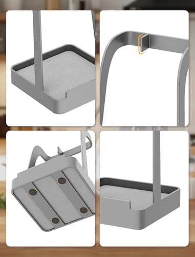 NiHome Pot Lid & Spoon Rest, Diatomite Tray Ladle Holder, Stove Top, Gray