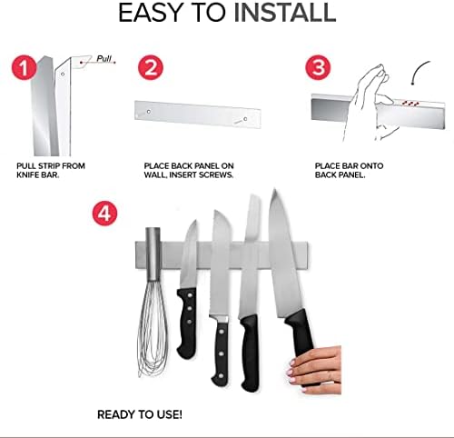 Modern Innovations 10 Inch Stainless Steel Magnetic Knife Bar with Multipurpose Use as Knife Holder, Knife Rack, Knife Strip, Kitchen Utensil Holder, Tool Holder, Art Supply Organizer, Home Organizer