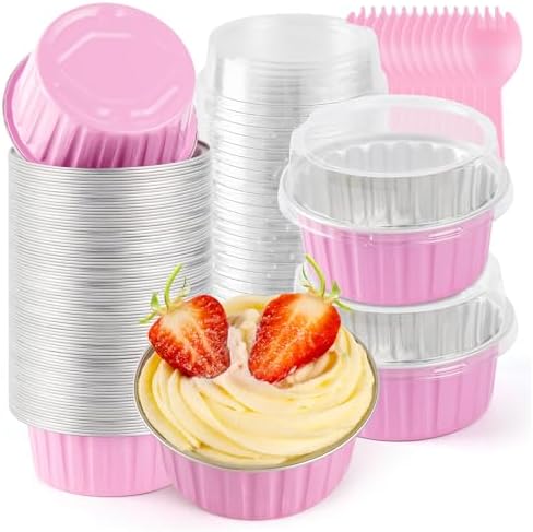 60Pcs Mini Loaf Cake Pans with Lids and Spoons