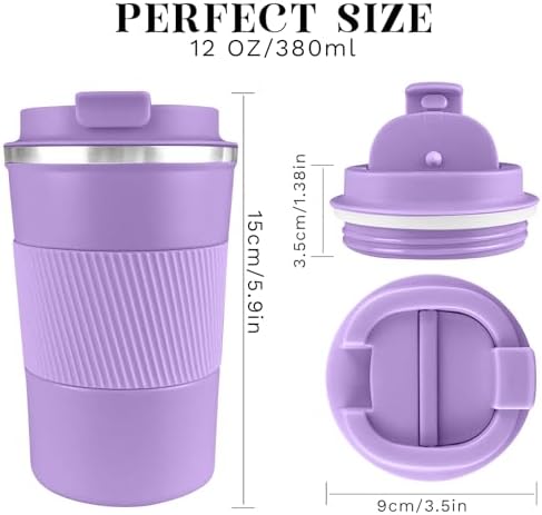 Insulated Travel Coffee Mug, Stainless Steel Coffee Cup with Leakproof Lid